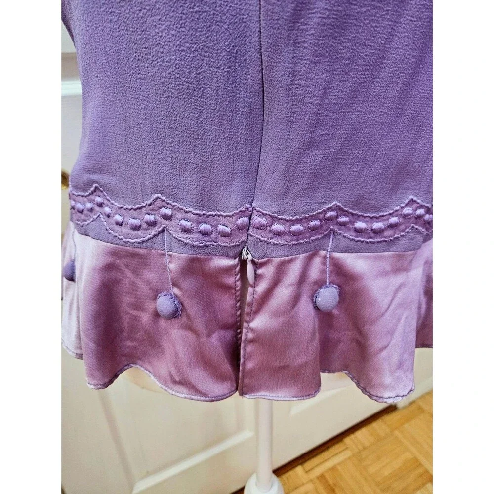 RARE Vintage NATAYA Romantic Fairy Purple Lavender 100% Silk Blouse Top - Picture 6 of 16